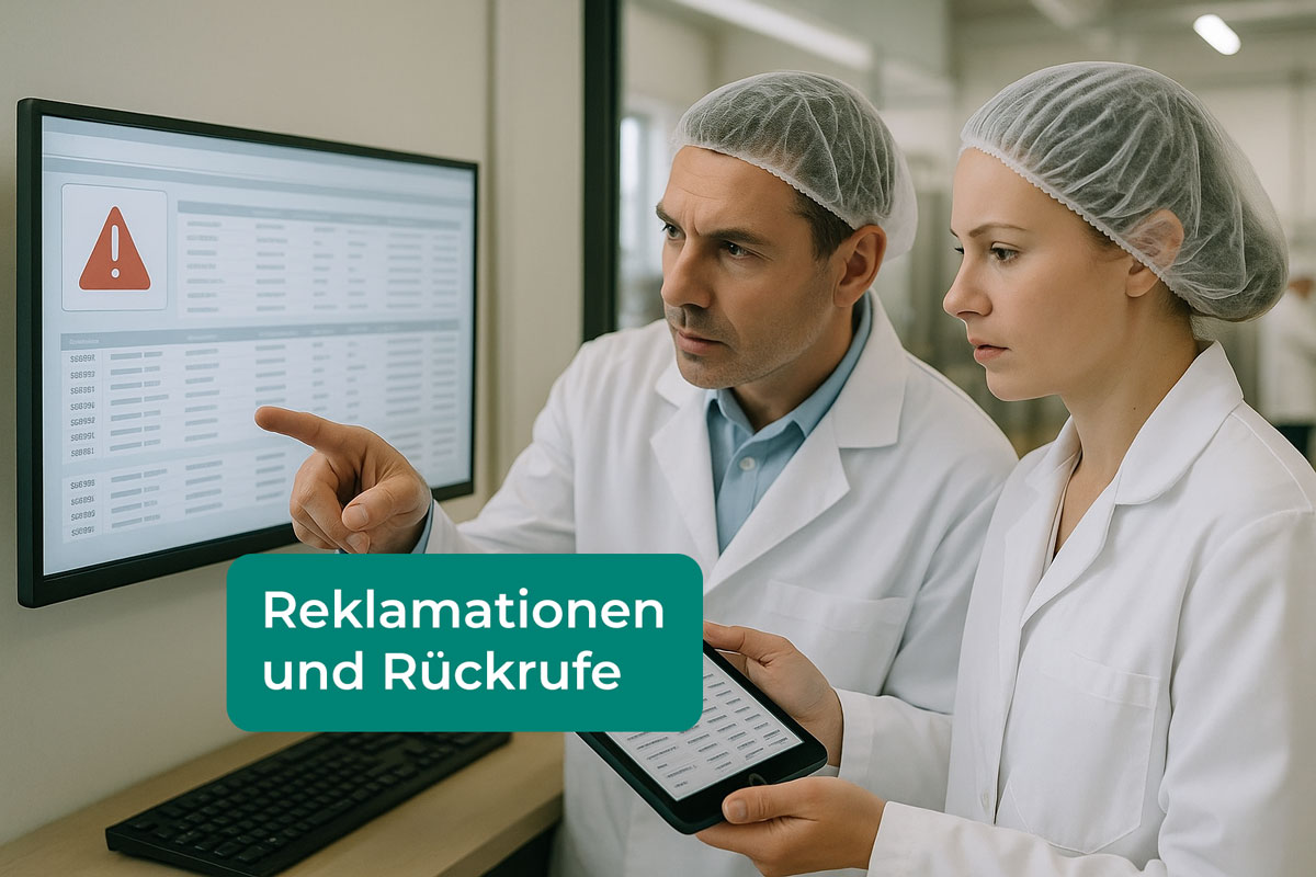 Zwei Mitarbeitende analysieren Chargenverfolgung bei Reklamationen