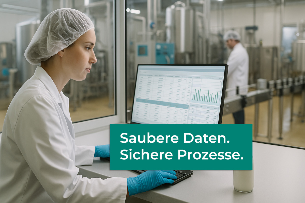 Laborfachkraft prüft Produktionsdaten und sorgt für eine fehlerfreie Datenübernahme zwischen Systemen.