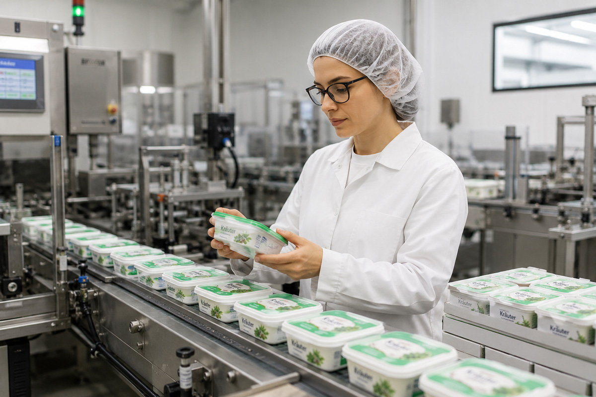 PPWR Lebensmittelindustrie mit Verpackungsprüfung in Lebensmittelproduktion