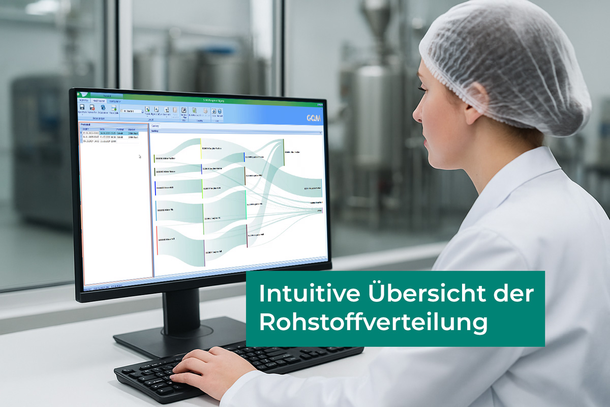 Laborarbeit in der Lebensmittelindustrie mit Bezug zu Sankey-Diagramm